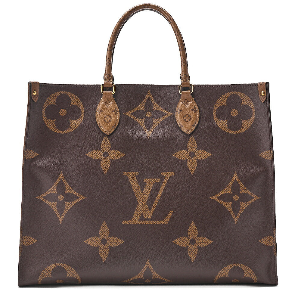 LOUIS VUITTON Louis Vuitton Giant Monogram Reverse On The Go GM 2-Way Tote Bag M45320 RFID Response FL0220 Brown Gold-Tone Hardware, Pre-Owned