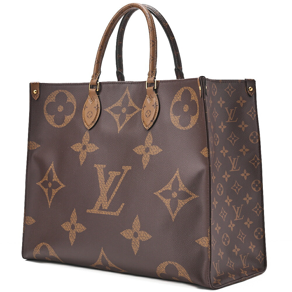 LOUIS VUITTON Louis Vuitton Giant Monogram Reverse On The Go GM 2-Way Tote Bag M45320 RFID Response FL0220 Brown Gold-Tone Hardware, Pre-Owned