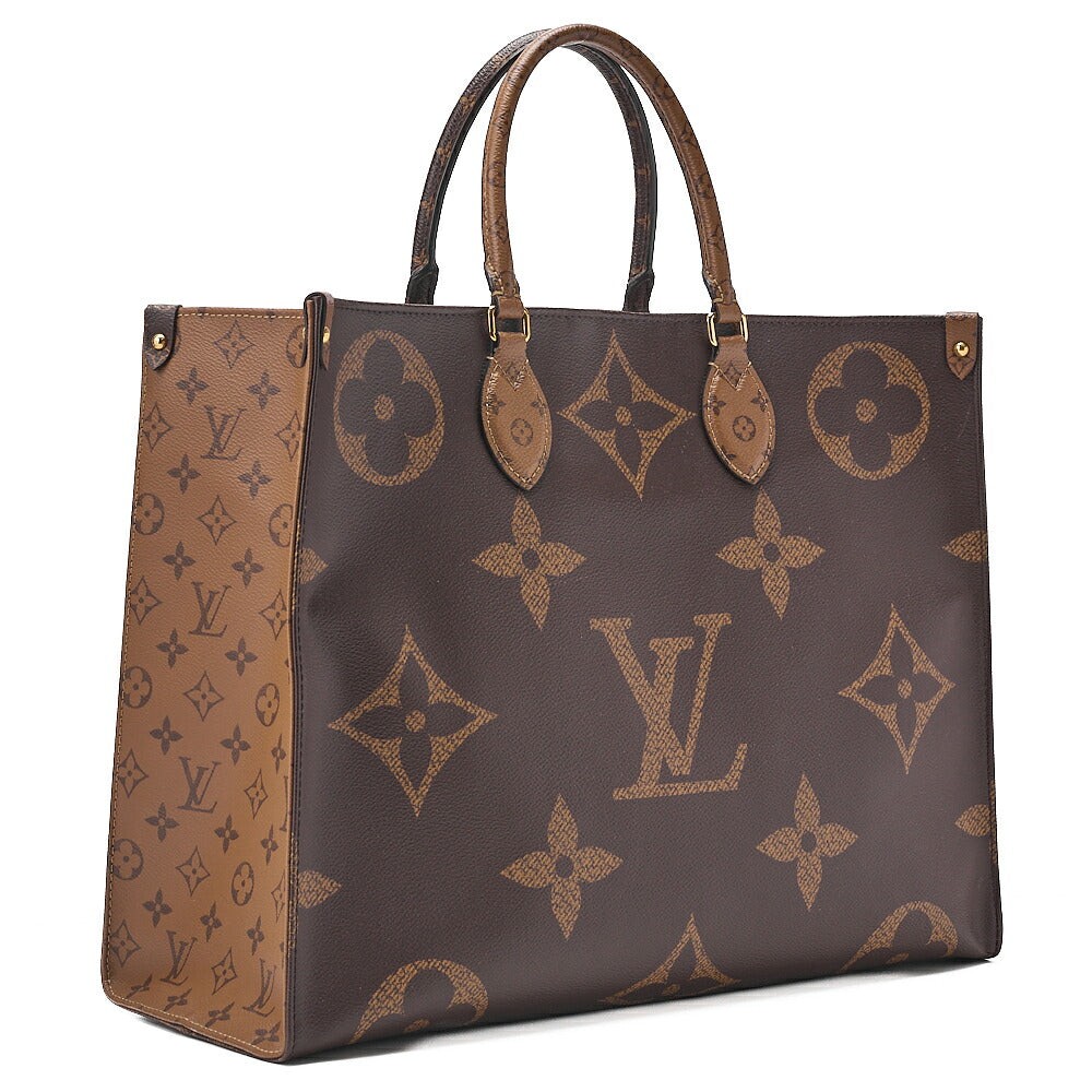 LOUIS VUITTON Louis Vuitton Giant Monogram Reverse On The Go GM 2-Way Tote Bag M45320 RFID Response FL0220 Brown Gold-Tone Hardware, Pre-Owned