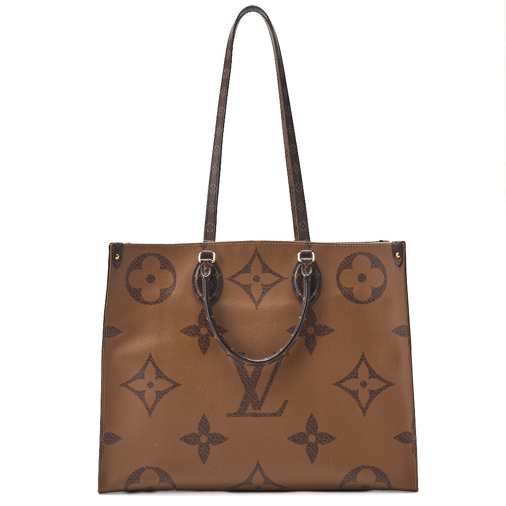 LOUIS VUITTON Louis Vuitton Giant Monogram Reverse On The Go GM 2-Way Tote Bag M45320 RFID Response FL0220 Brown Gold-Tone Hardware, Pre-Owned