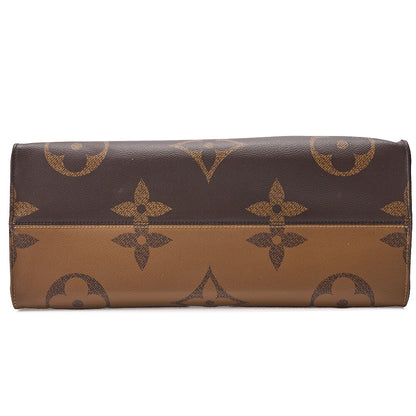 LOUIS VUITTON Louis Vuitton Giant Monogram Reverse On The Go GM 2-Way Tote Bag M45320 RFID Response FL0220 Brown Gold-Tone Hardware, Pre-Owned