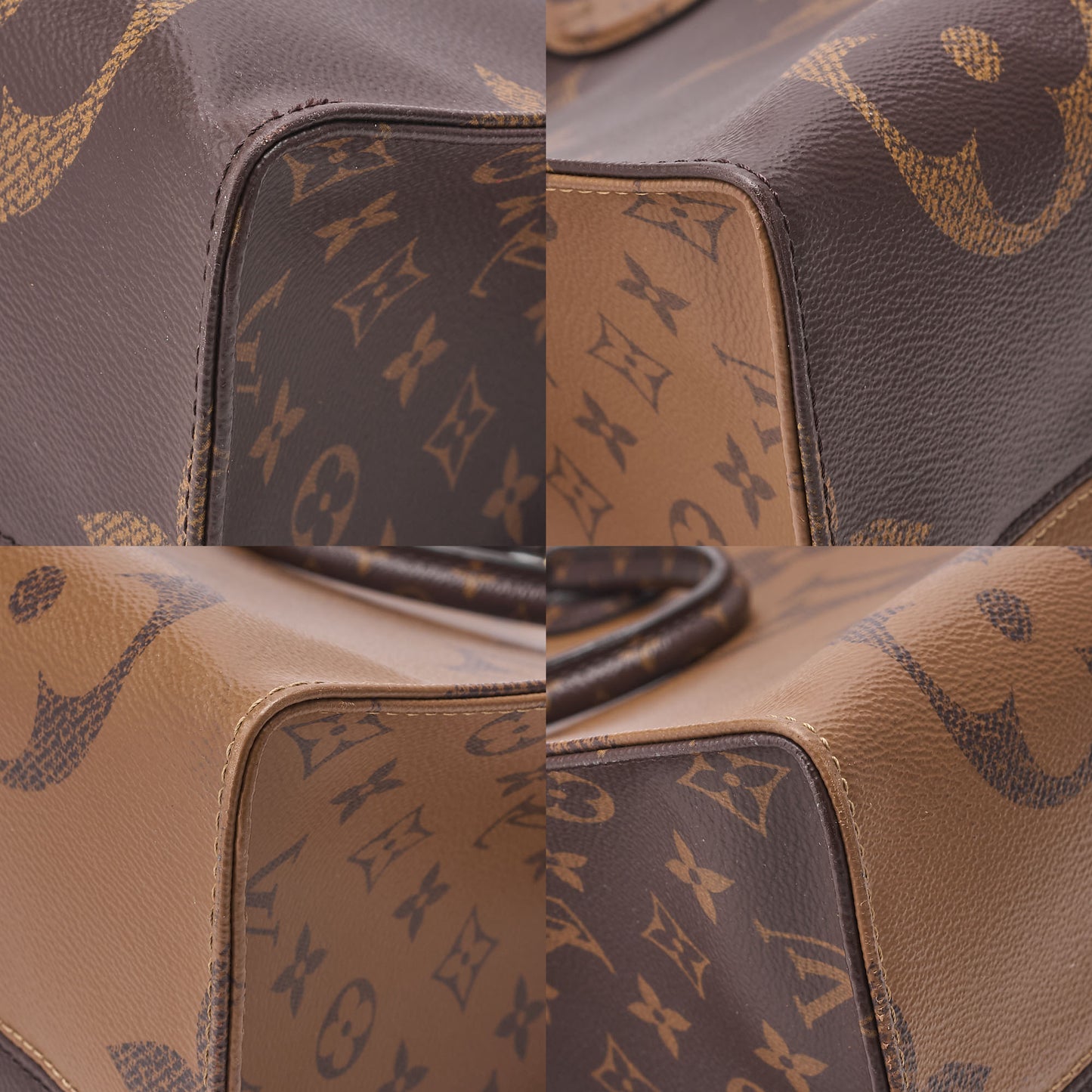 LOUIS VUITTON Louis Vuitton Giant Monogram Reverse On The Go GM 2-Way Tote Bag M45320 RFID Response FL0220 Brown Gold-Tone Hardware, Pre-Owned