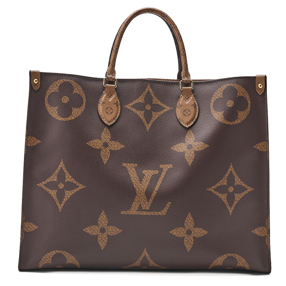LOUIS VUITTON Louis Vuitton Giant Monogram Reverse On The Go GM 2-Way Tote Bag M44576 RFID Response NZ4149 Brown Gold-Tone Hardware, Pre-Owned