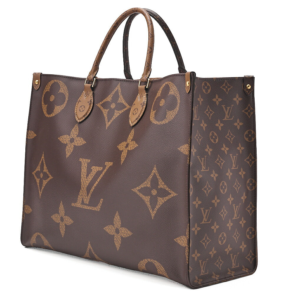 LOUIS VUITTON Louis Vuitton Giant Monogram Reverse On The Go GM 2-Way Tote Bag M44576 RFID Response NZ4149 Brown Gold-Tone Hardware, Pre-Owned