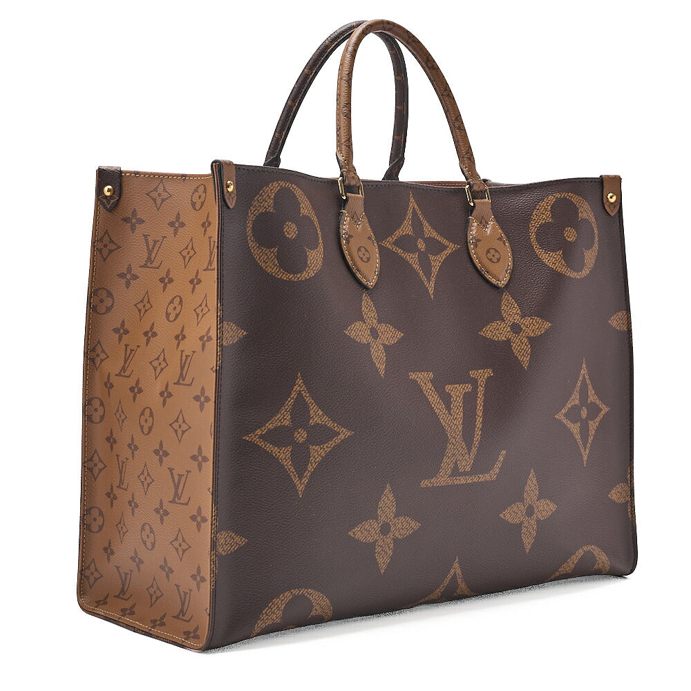 LOUIS VUITTON Louis Vuitton Giant Monogram Reverse On The Go GM 2-Way Tote Bag M44576 RFID Response NZ4149 Brown Gold-Tone Hardware, Pre-Owned