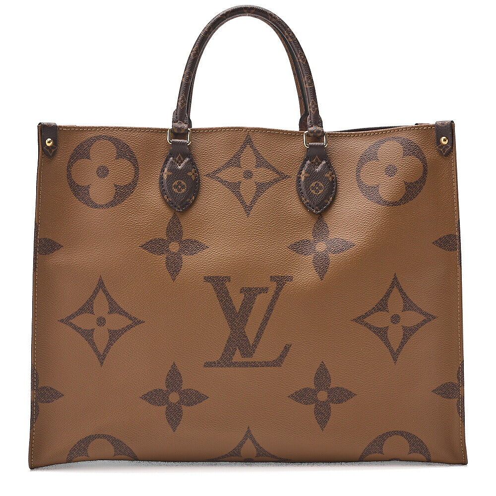 LOUIS VUITTON Louis Vuitton Giant Monogram Reverse On The Go GM 2-Way Tote Bag M44576 RFID Response NZ4149 Brown Gold-Tone Hardware, Pre-Owned