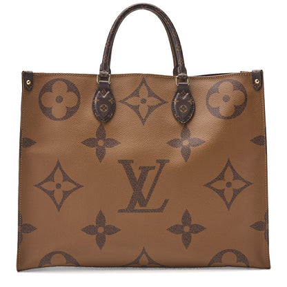 LOUIS VUITTON Louis Vuitton Giant Monogram Reverse On The Go GM 2-Way Tote Bag M44576 RFID Response NZ4149 Brown Gold-Tone Hardware, Pre-Owned