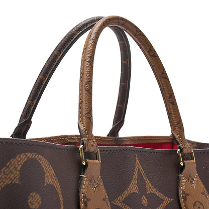 LOUIS VUITTON Louis Vuitton Giant Monogram Reverse On The Go GM 2-Way Tote Bag M44576 RFID Response NZ4149 Brown Gold-Tone Hardware, Pre-Owned