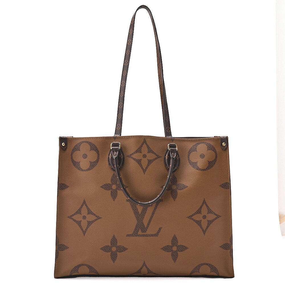 LOUIS VUITTON Louis Vuitton Giant Monogram Reverse On The Go GM 2-Way Tote Bag M44576 RFID Response NZ4149 Brown Gold-Tone Hardware, Pre-Owned