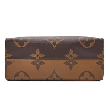 LOUIS VUITTON Louis Vuitton Giant Monogram Reverse On The Go GM 2-Way Tote Bag M44576 RFID Response NZ4149 Brown Gold-Tone Hardware, Pre-Owned