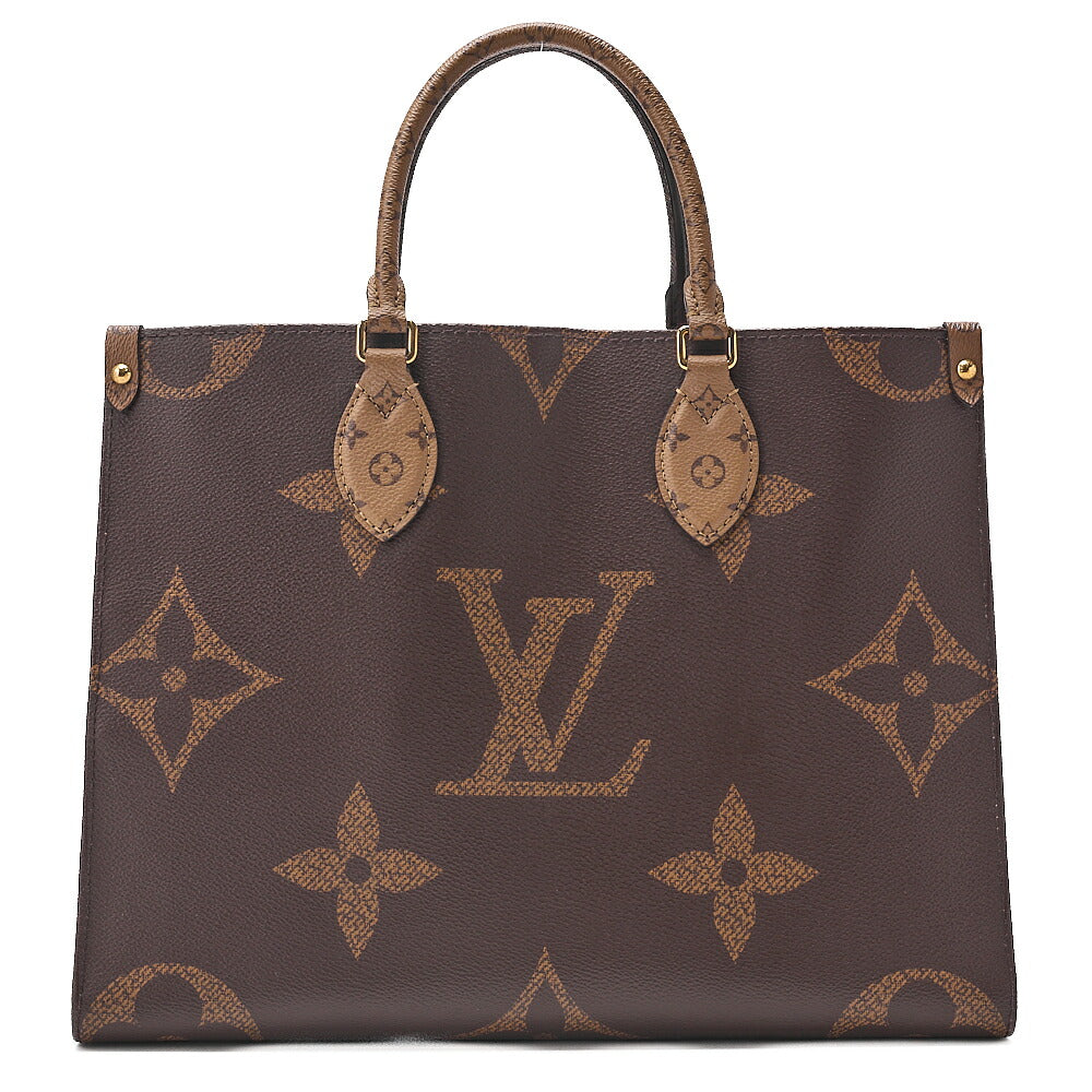LOUIS VUITTON Louis Vuitton Giant Monogram Reverse On The Go MM 2-Way Handbag M45039 RFID Responsive Brown Gold-Tone Hardware, Pre-Owned