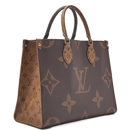 LOUIS VUITTON Louis Vuitton Giant Monogram Reverse On The Go MM 2-Way Handbag M45039 RFID Responsive Brown Gold-Tone Hardware, Pre-Owned