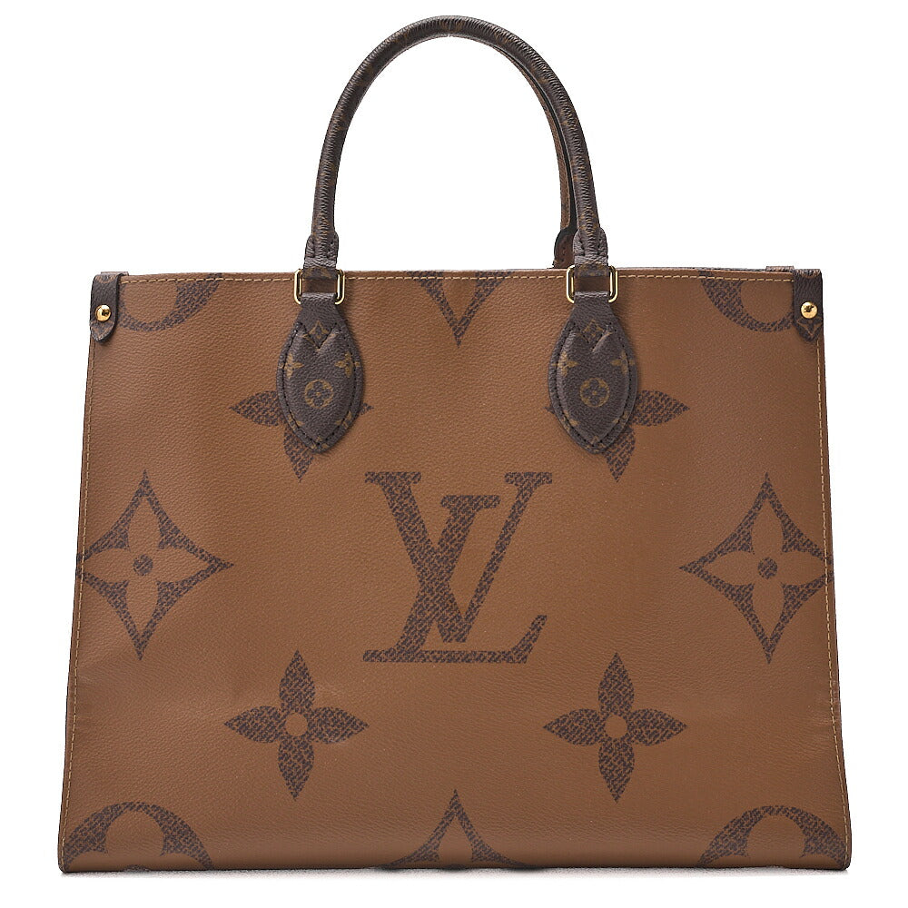 LOUIS VUITTON Louis Vuitton Giant Monogram Reverse On The Go MM 2-Way Handbag M45039 RFID Responsive Brown Gold-Tone Hardware, Pre-Owned