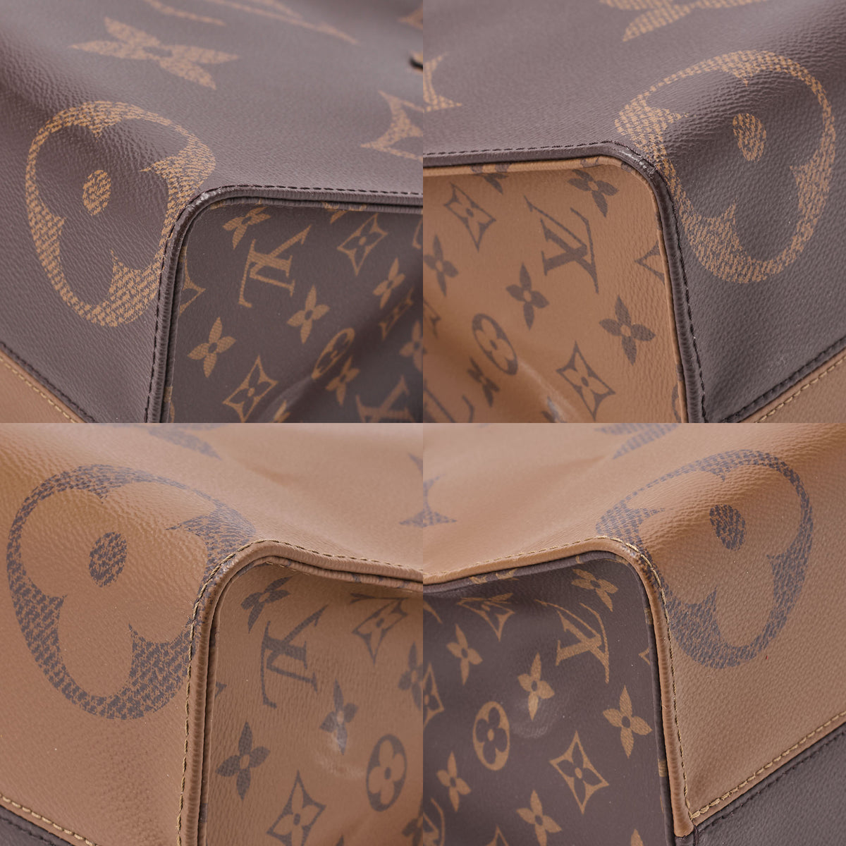 LOUIS VUITTON Louis Vuitton Giant Monogram Reverse On The Go MM 2-Way Handbag M45039 RFID Responsive Brown Gold-Tone Hardware, Pre-Owned
