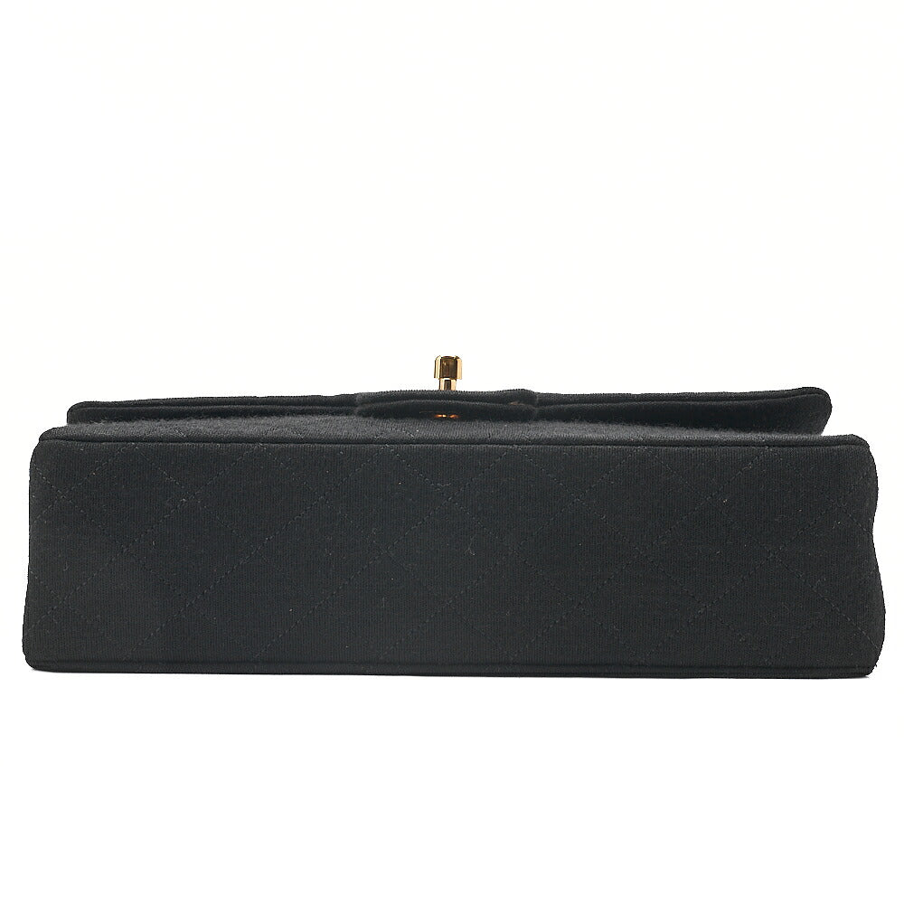 CHANEL 2.55 Chain Shoulder Bag Matelasse Double Flap 25cm Jersey Black Gold-Tone Hardware, Pre-Owned