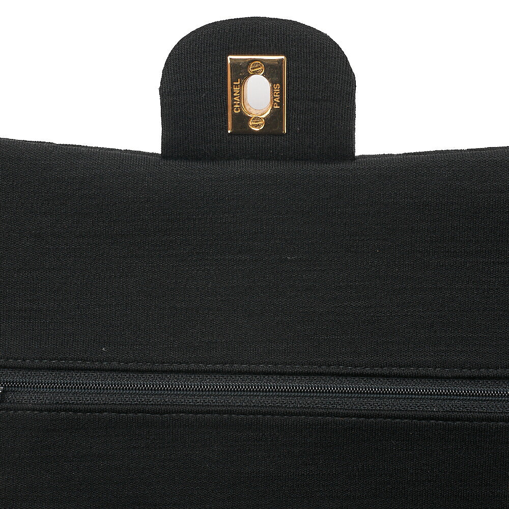 CHANEL 2.55 Chain Shoulder Bag Matelasse Double Flap 25cm Jersey Black Gold-Tone Hardware, Pre-Owned