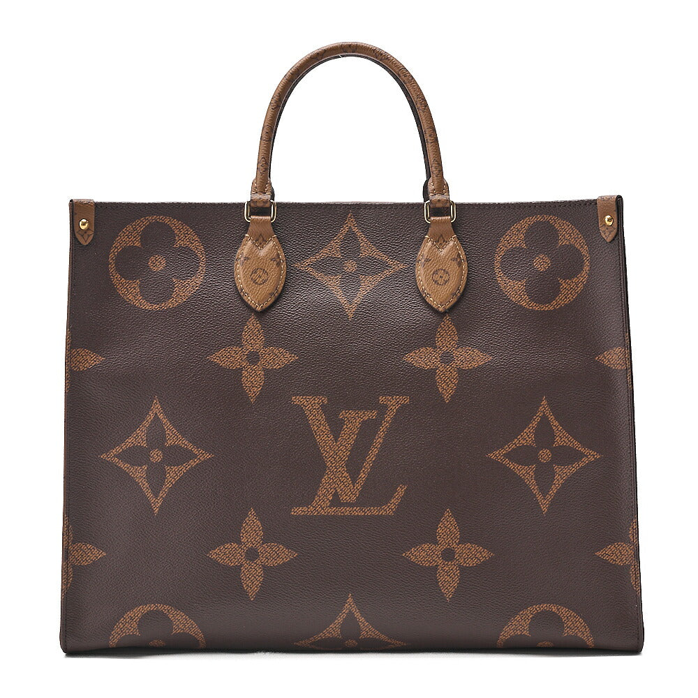 LOUIS VUITTON Louis Vuitton Giant Monogram Reverse On The Go GM 2-Way Tote Bag M44576 RFID Response NZ4109 Brown Gold-Tone Hardware, Pre-Owned