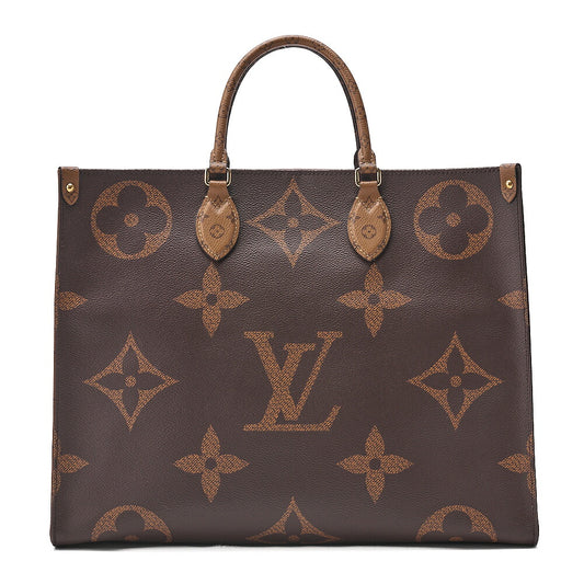 LOUIS VUITTON Louis Vuitton Giant Monogram Reverse On The Go GM 2-Way Tote Bag M44576 RFID Response NZ4109 Brown Gold-Tone Hardware, Pre-Owned