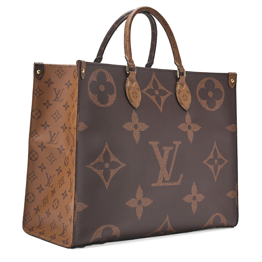 LOUIS VUITTON Louis Vuitton Giant Monogram Reverse On The Go GM 2-Way Tote Bag M44576 RFID Response NZ4109 Brown Gold-Tone Hardware, Pre-Owned