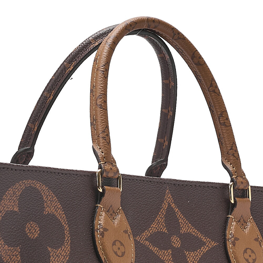 LOUIS VUITTON Louis Vuitton Giant Monogram Reverse On The Go GM 2-Way Tote Bag M44576 RFID Response NZ4109 Brown Gold-Tone Hardware, Pre-Owned