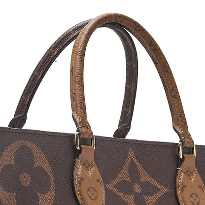 LOUIS VUITTON Louis Vuitton Giant Monogram Reverse On The Go GM 2-Way Tote Bag M44576 RFID Response NZ4109 Brown Gold-Tone Hardware, Pre-Owned