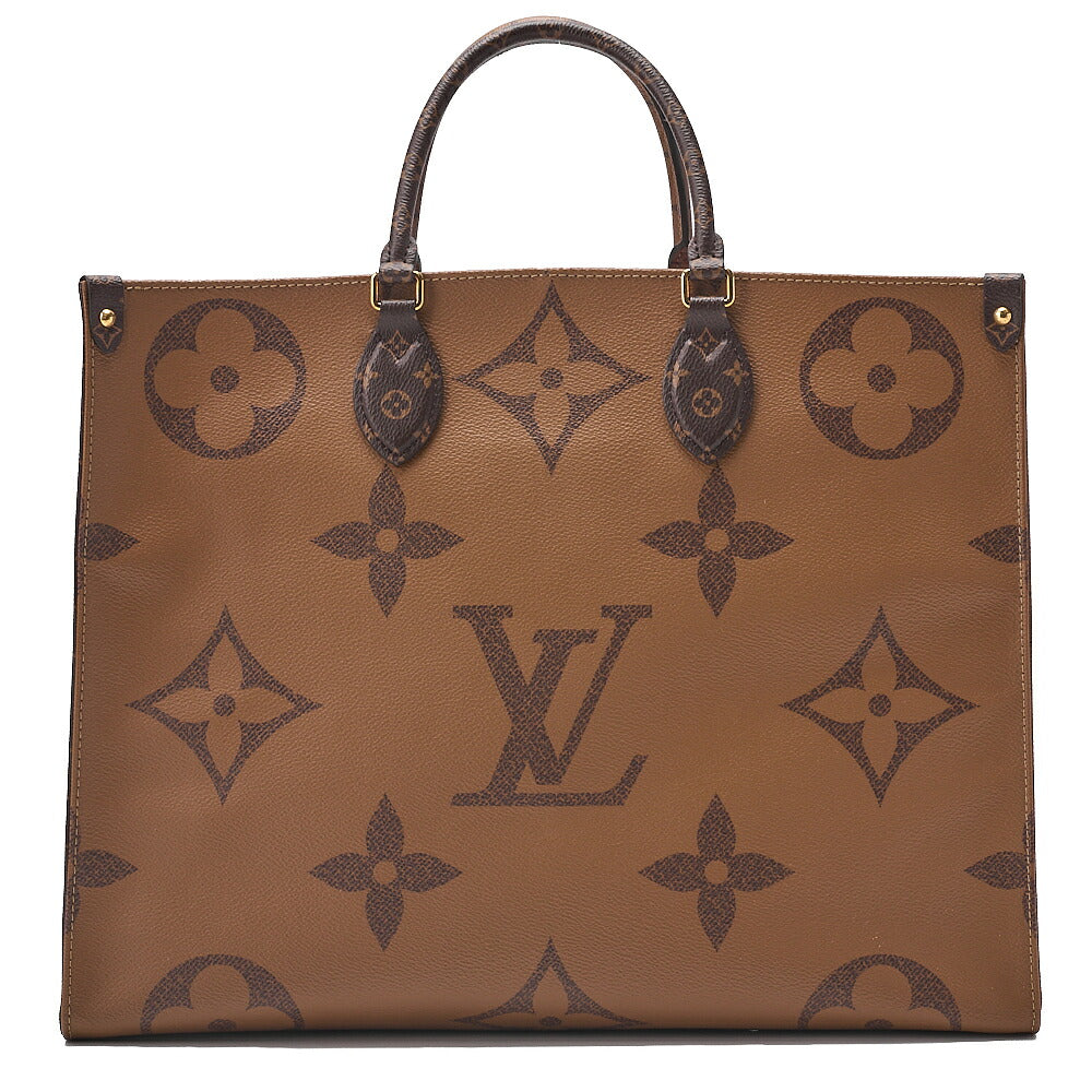 LOUIS VUITTON Louis Vuitton Giant Monogram Reverse On The Go GM 2-Way Tote Bag M44576 RFID Response NZ4109 Brown Gold-Tone Hardware, Pre-Owned
