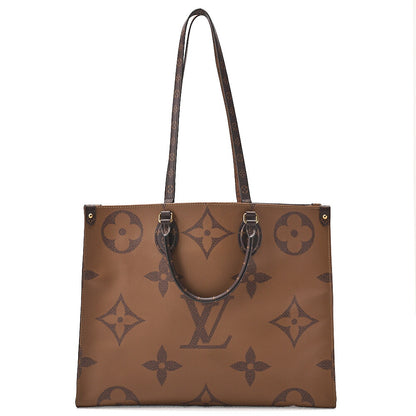 LOUIS VUITTON Louis Vuitton Giant Monogram Reverse On The Go GM 2-Way Tote Bag M44576 RFID Response NZ4109 Brown Gold-Tone Hardware, Pre-Owned