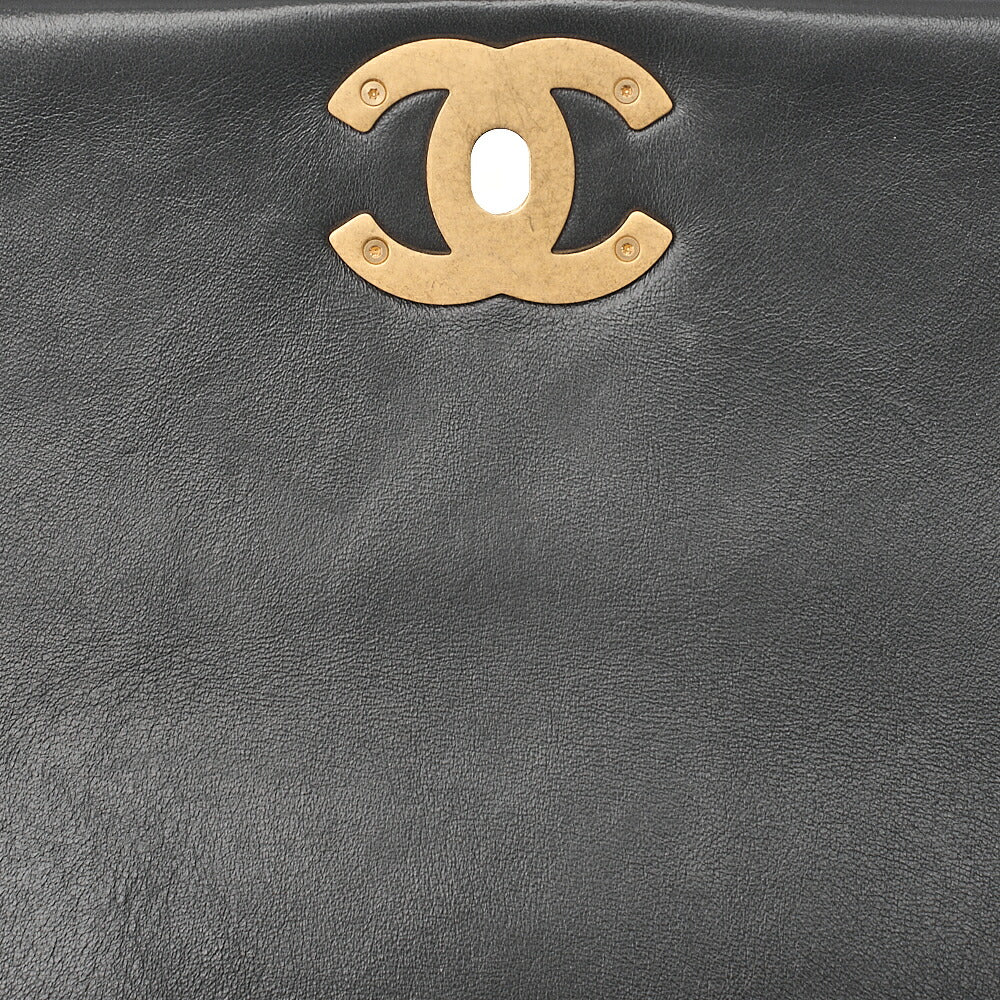 CHANEL Lambskin Matelasse Full Flap Chain Shoulder Black Gold-Tone Hardware, Pre-Owned