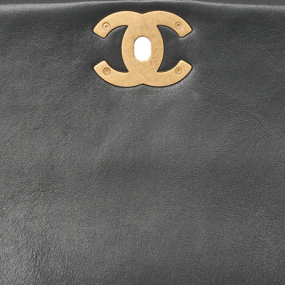 CHANEL Lambskin Matelasse Full Flap Chain Shoulder Black Gold-Tone Hardware, Pre-Owned