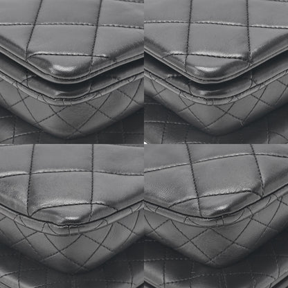 CHANEL Lambskin Matelasse Full Flap Chain Shoulder Black Gold-Tone Hardware, Pre-Owned