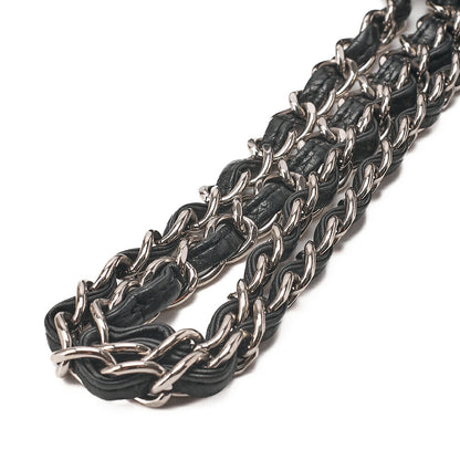 CHANEL Chain Shoulder Bag Deka Matelasse 33cm Double Flap Lambskin Black Silver-Tone Hardware, Pre-Owned