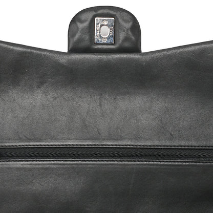 CHANEL Chain Shoulder Bag Deka Matelasse 33cm Double Flap Lambskin Black Silver-Tone Hardware, Pre-Owned