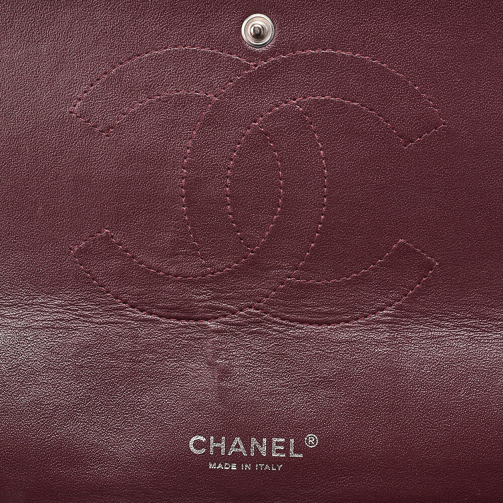 CHANEL Chain Shoulder Bag Deka Matelasse 33cm Double Flap Lambskin Black Silver-Tone Hardware, Pre-Owned