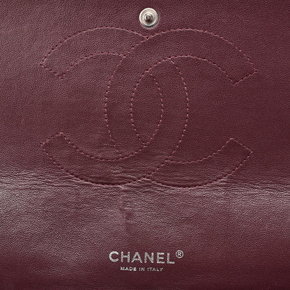 CHANEL Chain Shoulder Bag Deka Matelasse 33cm Double Flap Lambskin Black Silver-Tone Hardware, Pre-Owned