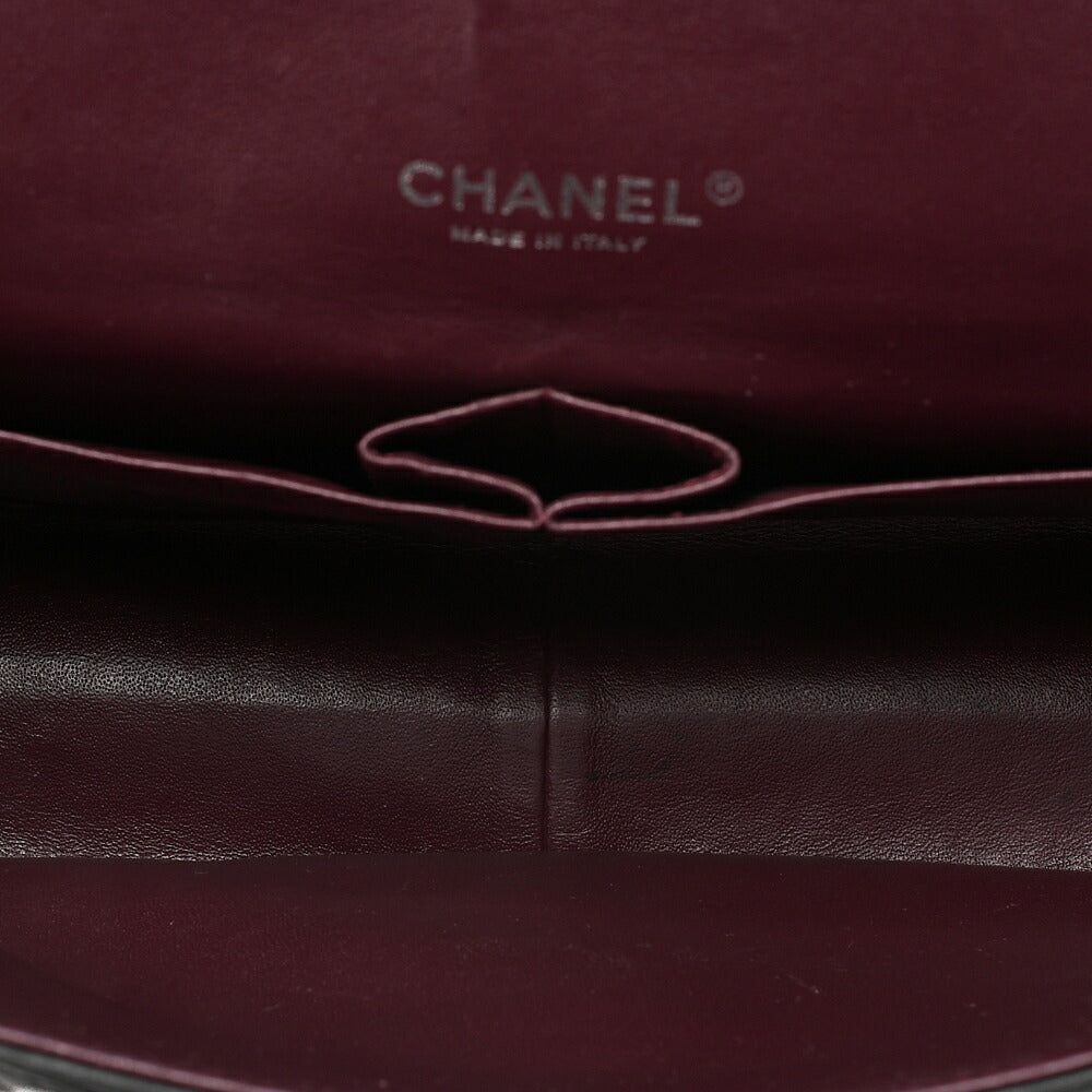 CHANEL Chain Shoulder Bag Deka Matelasse 33cm Double Flap Lambskin Black Silver-Tone Hardware, Pre-Owned