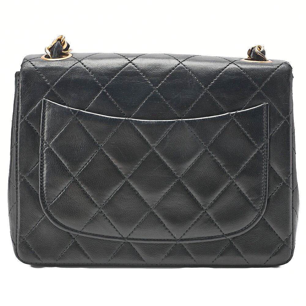 CHANEL Chain Shoulder Bag Mini Matelasse 18cm Turn Lock Lambskin Black Gold-Tone Hardware, Pre-Owned