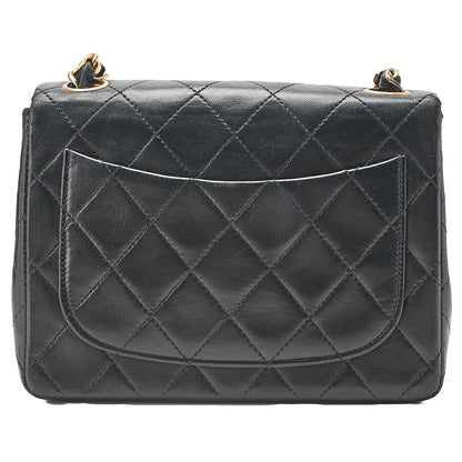 CHANEL Chain Shoulder Bag Mini Matelasse 18cm Turn Lock Lambskin Black Gold-Tone Hardware, Pre-Owned