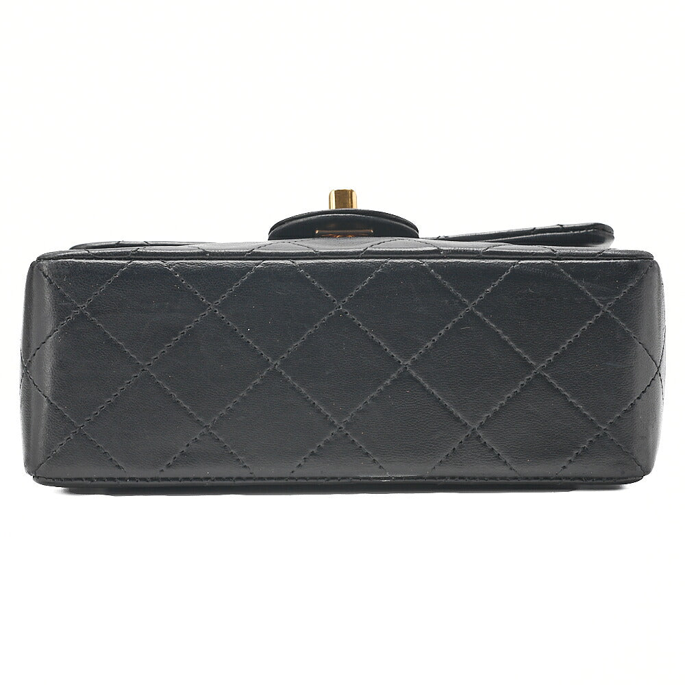 CHANEL Chain Shoulder Bag Mini Matelasse 18cm Turn Lock Lambskin Black Gold-Tone Hardware, Pre-Owned