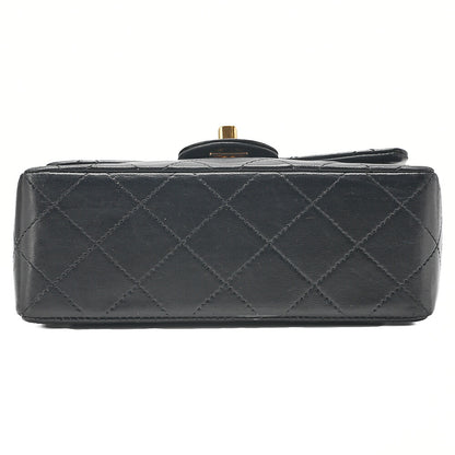 CHANEL Chain Shoulder Bag Mini Matelasse 18cm Turn Lock Lambskin Black Gold-Tone Hardware, Pre-Owned