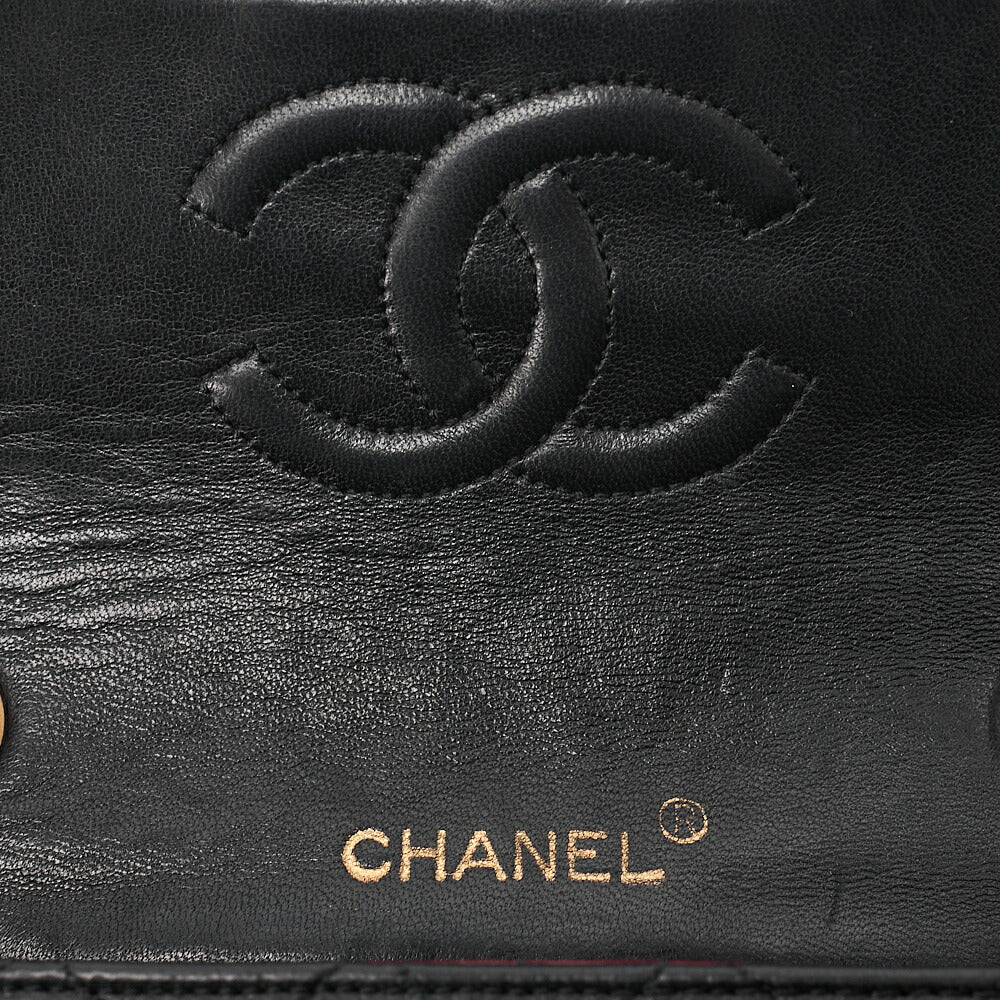 CHANEL Chain Shoulder Bag Mini Matelasse 18cm Turn Lock Lambskin Black Gold-Tone Hardware, Pre-Owned