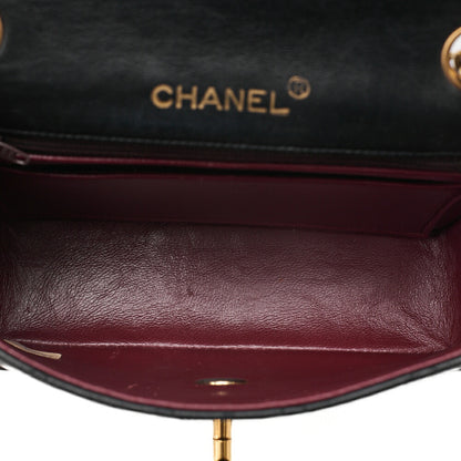 CHANEL Chain Shoulder Bag Mini Matelasse 18cm Turn Lock Lambskin Black Gold-Tone Hardware, Pre-Owned
