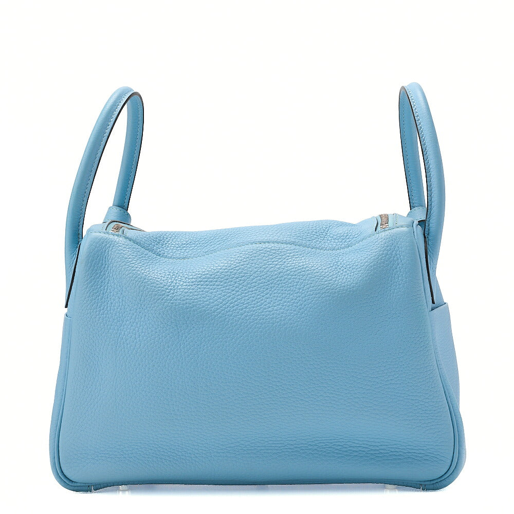 HERMES Lindy 30 2-way Shoulder Bag Treillon Clemence Bleu Atoll Silver-Tone Hardware, Pre-Owned