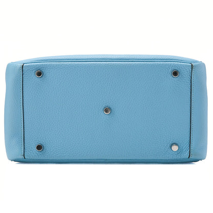HERMES Lindy 30 2-way Shoulder Bag Treillon Clemence Bleu Atoll Silver-Tone Hardware, Pre-Owned