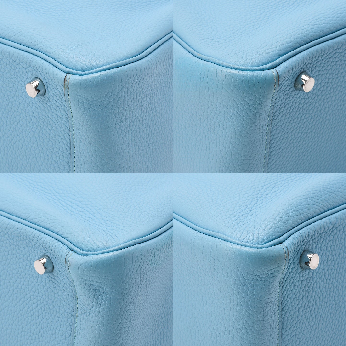 HERMES Lindy 30 2-way Shoulder Bag Treillon Clemence Bleu Atoll Silver-Tone Hardware, Pre-Owned