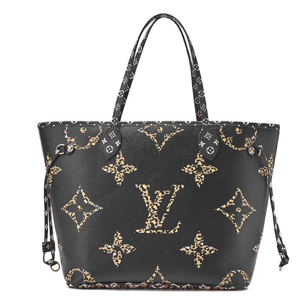 LOUIS VUITTON Louis Vuitton Monogram Jungle Never Full MM Hand Shoulder Bag with Pouch M44676 RFID Responsive GI3169 Black x Brown x Multicolor Gold-Tone Hardware, Pre-Owned