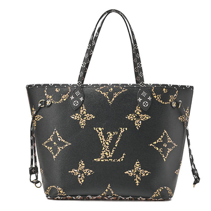LOUIS VUITTON Louis Vuitton Monogram Jungle Never Full MM Hand Shoulder Bag with Pouch M44676 RFID Responsive GI3169 Black x Brown x Multicolor Gold-Tone Hardware, Pre-Owned