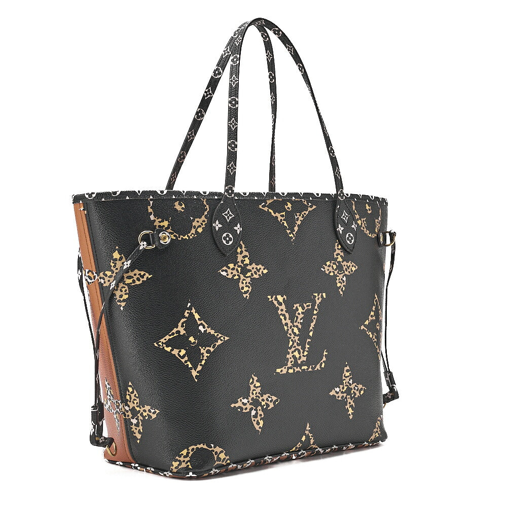 LOUIS VUITTON Louis Vuitton Monogram Jungle Never Full MM Hand Shoulder Bag with Pouch M44676 RFID Responsive GI3169 Black x Brown x Multicolor Gold-Tone Hardware, Pre-Owned
