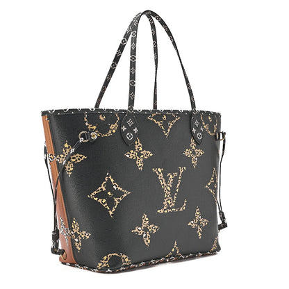 LOUIS VUITTON Louis Vuitton Monogram Jungle Never Full MM Hand Shoulder Bag with Pouch M44676 RFID Responsive GI3169 Black x Brown x Multicolor Gold-Tone Hardware, Pre-Owned