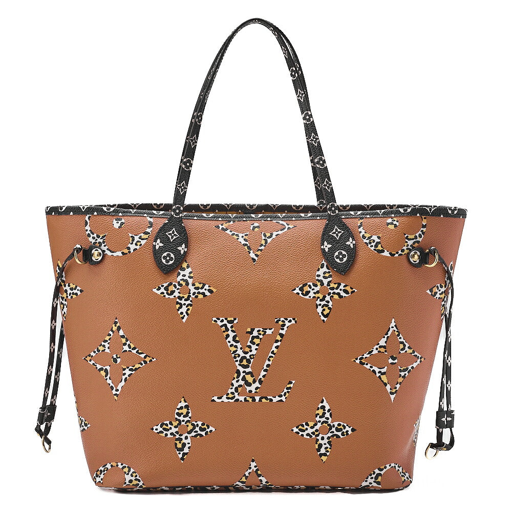 LOUIS VUITTON Louis Vuitton Monogram Jungle Never Full MM Hand Shoulder Bag with Pouch M44676 RFID Responsive GI3169 Black x Brown x Multicolor Gold-Tone Hardware, Pre-Owned