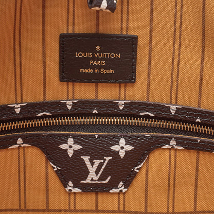 LOUIS VUITTON Louis Vuitton Monogram Jungle Never Full MM Hand Shoulder Bag with Pouch M44676 RFID Responsive GI3169 Black x Brown x Multicolor Gold-Tone Hardware, Pre-Owned